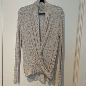 Anthropologie Cream and Gray Drape Blouse